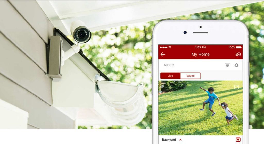 A smart phone is displaying a home security camera.