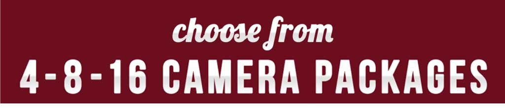 A banner about choosing from 4, 8, and 16 camera packages
